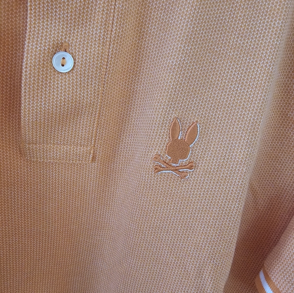 Psycho Bunny Men's Orange Warsaw Jacquard Logo Pique Polo Shirt 6 L - Picture 7 of 12